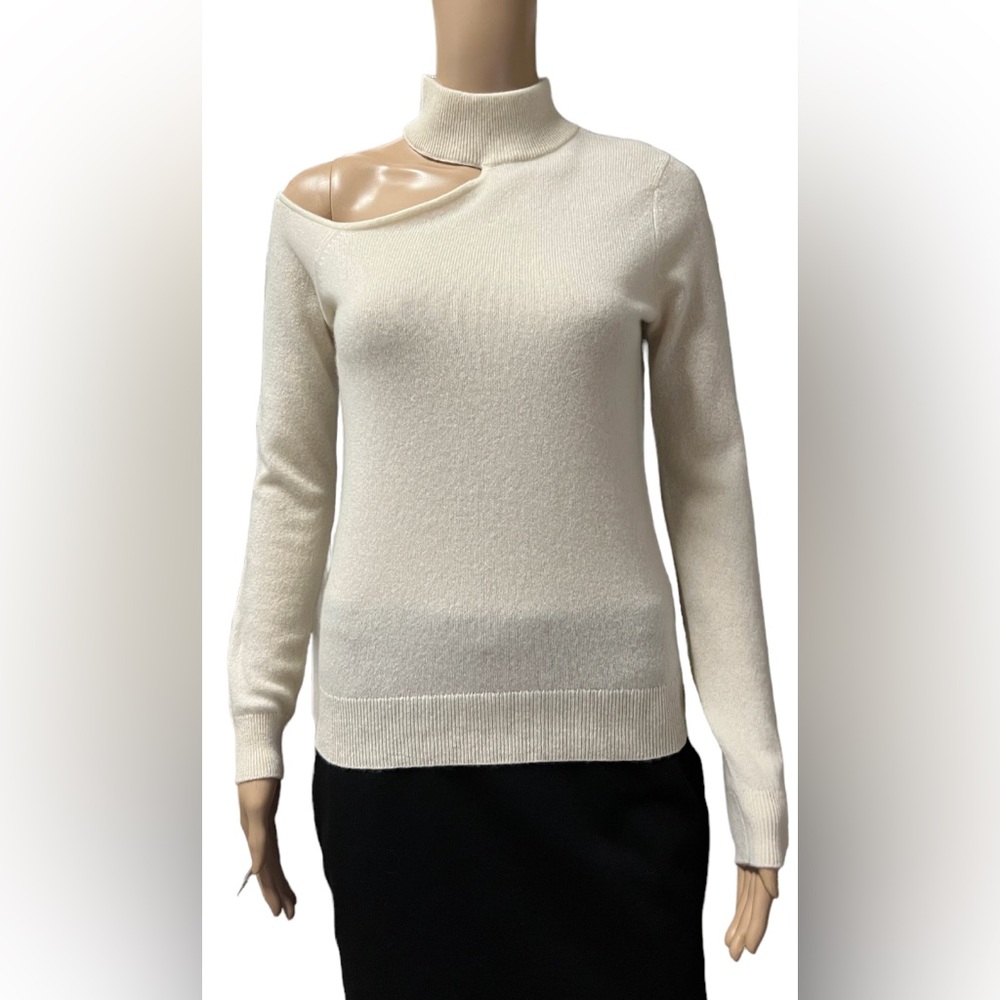 Antonio Melani Brooke Cut-out Turtleneck Cashmere  Ivory Sweater S  NWT …